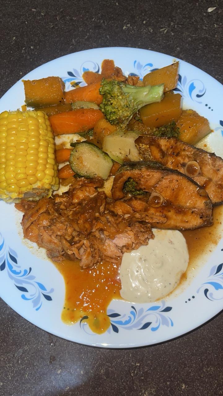 Fish, Corn & Vegetables
